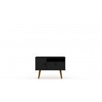 Manhattan Comfort 5PMC70 Tribeca 35.43 Mid-Century Modern TV Stand with Solid Wood Legs in Black